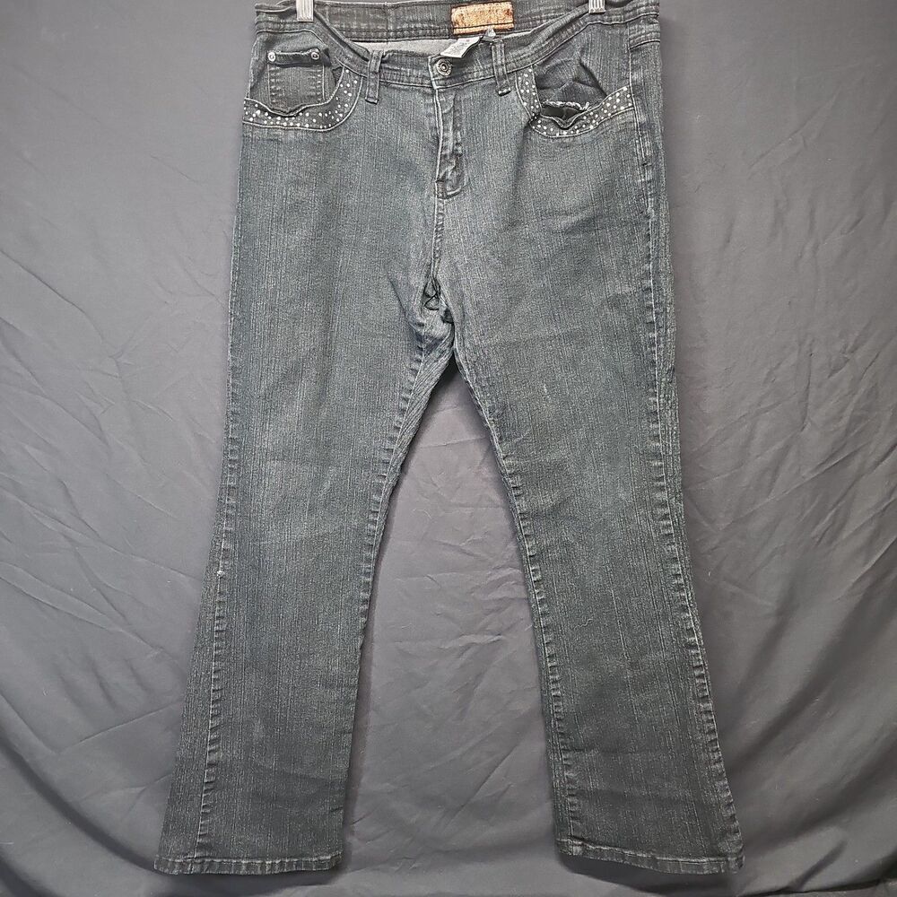 Out Jeans Boot Cut Stretch Denim Jeans Misses size 16 Flap Pockets Dark Wash